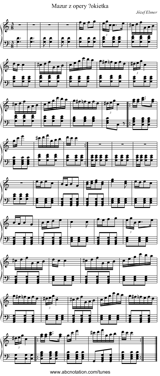 Mazur z opery ?okietka - staff notation