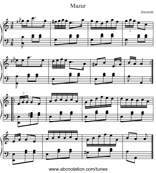 Mazur - staff notation