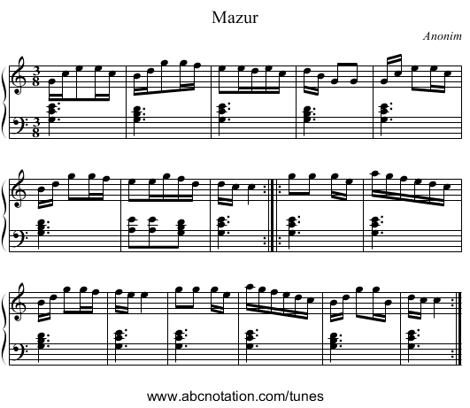 Mazur - staff notation