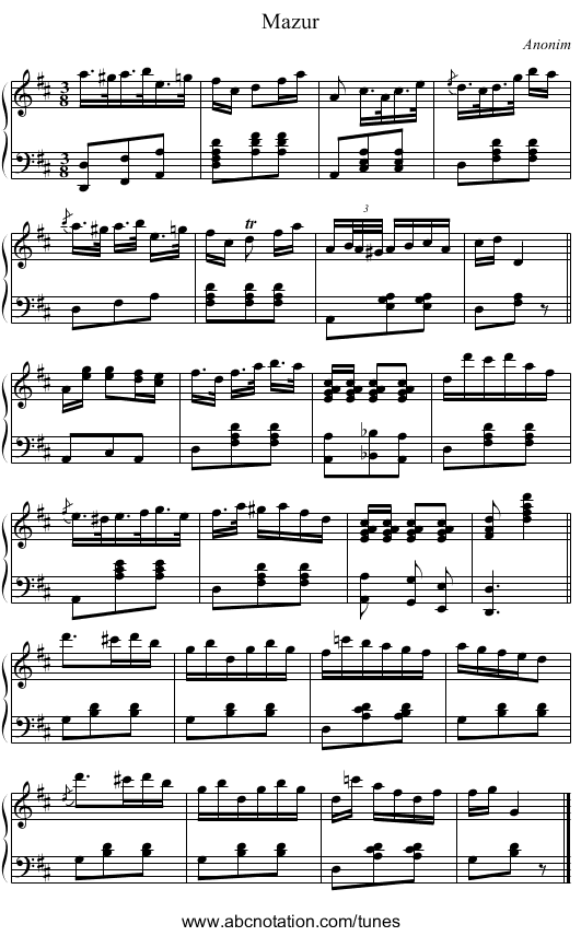 Mazur - staff notation