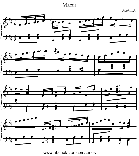 Mazur - staff notation