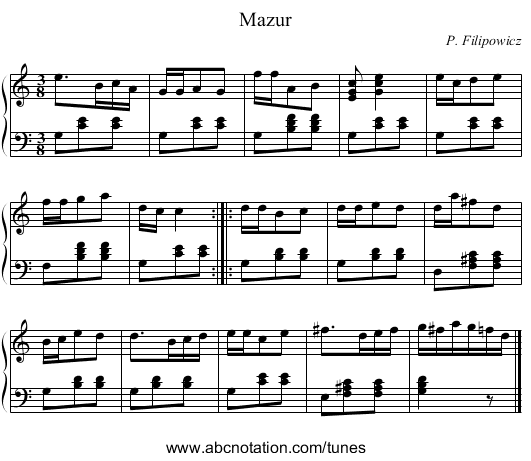 Mazur - staff notation