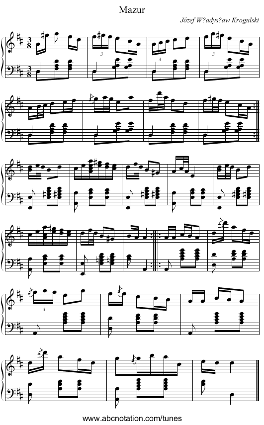 Mazur - staff notation