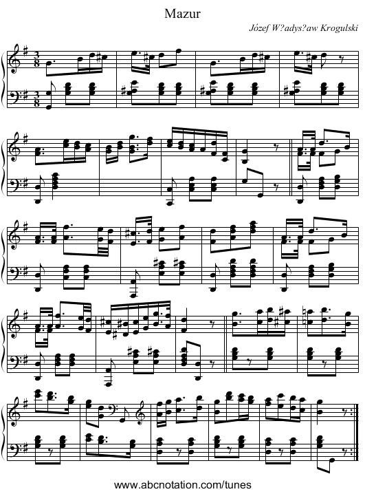 Mazur - staff notation