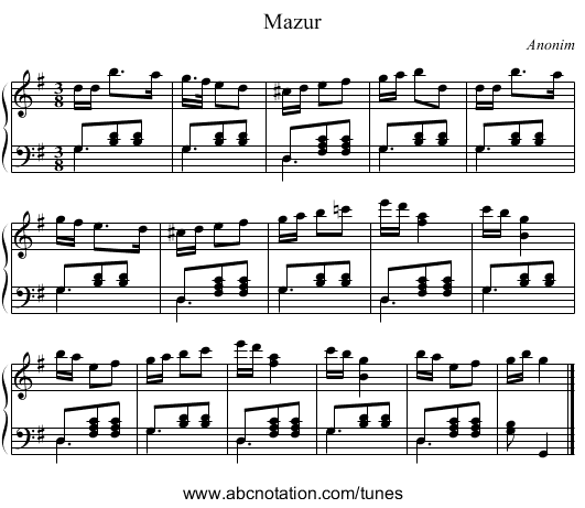 Mazur - staff notation