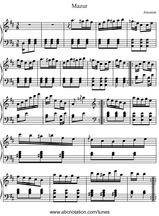 Mazur - staff notation