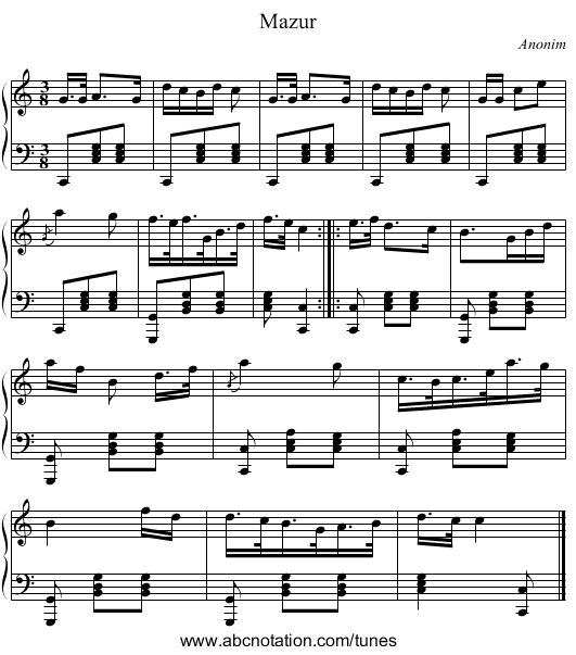 Mazur - staff notation