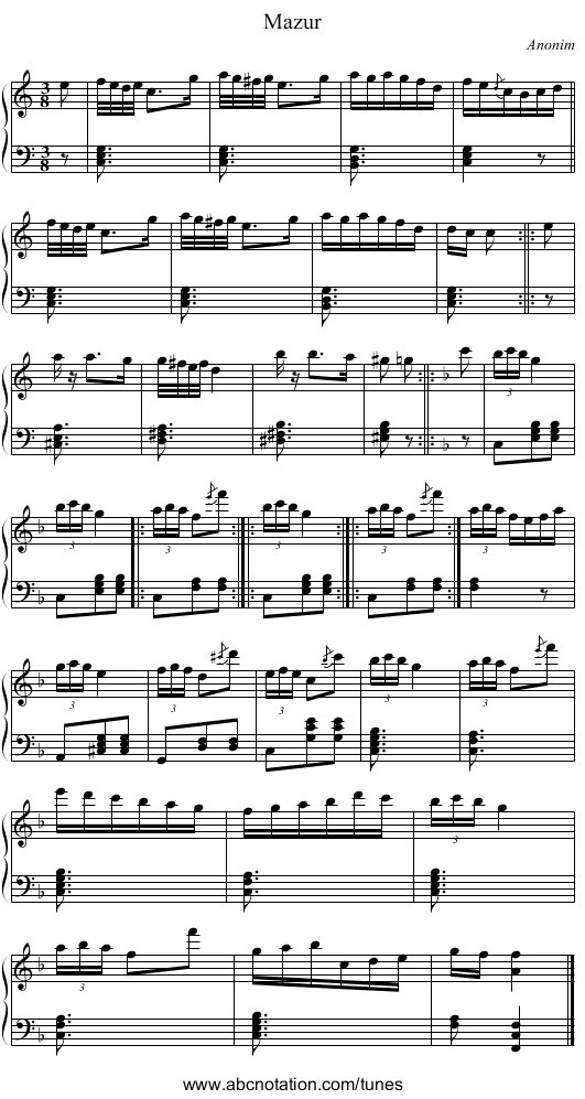 Mazur - staff notation