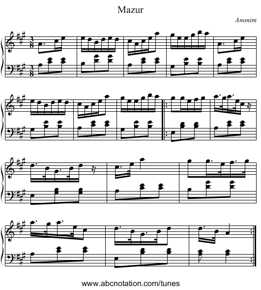 Mazur - staff notation