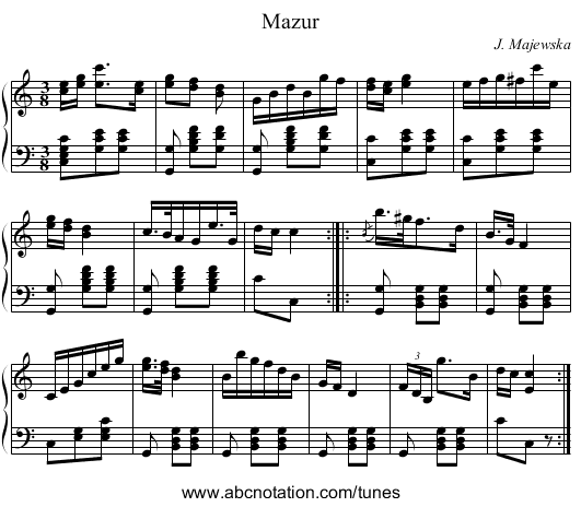 Mazur - staff notation