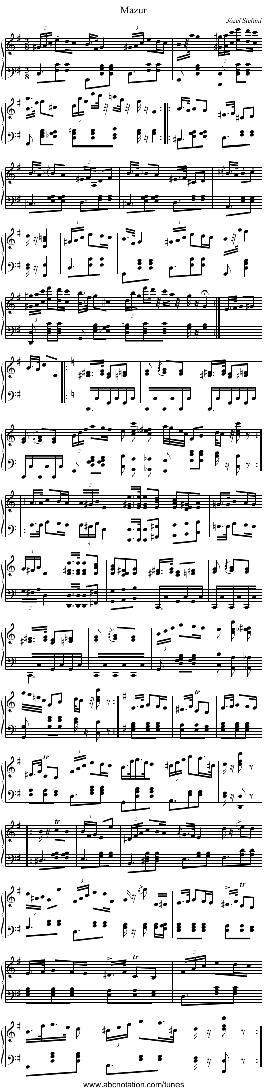 Mazur - staff notation