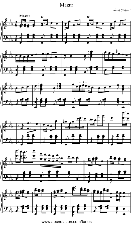 Mazur - staff notation