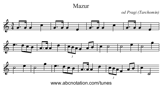 Mazur - staff notation