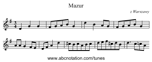 Mazur - staff notation