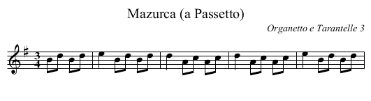 Mazurca (a Passetto) - staff notation