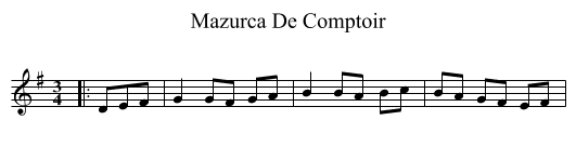 Mazurca De Comptoir - staff notation