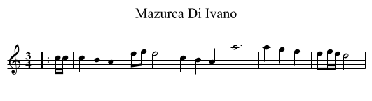 Mazurca Di Ivano - staff notation