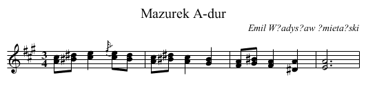 Mazurek A-dur - staff notation
