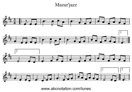 Mazur'jazz - staff notation