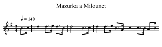 Mazurka a Milounet - staff notation