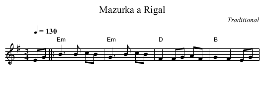 Mazurka a Rigal - staff notation