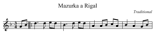 Mazurka a Rigal - staff notation