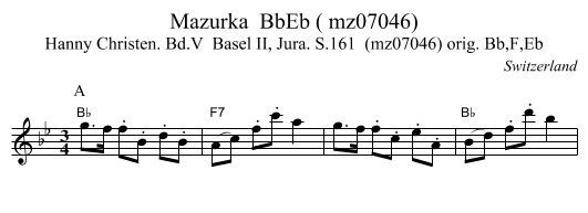 Mazurka  BbEb ( mz07046) - staff notation