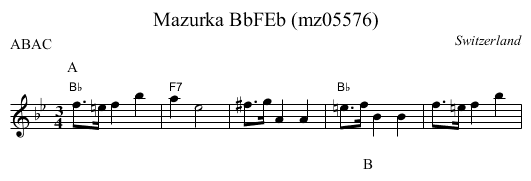 Mazurka BbFEb (mz05576) - staff notation
