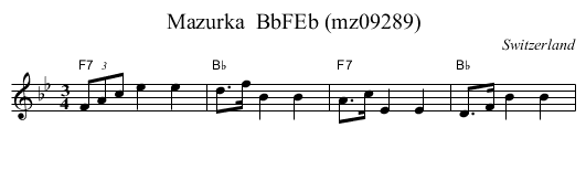 Mazurka  BbFEb (mz09289) - staff notation