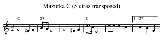 Mazurka C (5letras transposed) - staff notation