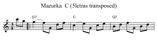 Mazurka  C (5letras transposed) - staff notation