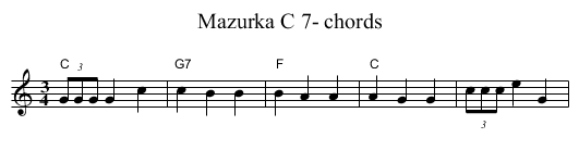 Mazurka C 7- chords - staff notation