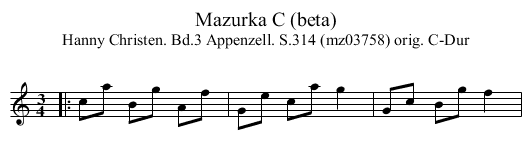 Mazurka C (beta) - staff notation
