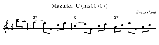 Mazurka  C (mz00707) - staff notation