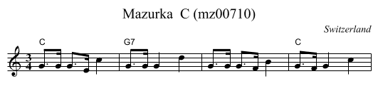 Mazurka  C (mz00710) - staff notation