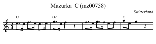 Mazurka  C (mz00758) - staff notation