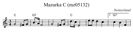 Mazurka C (mz05132) - staff notation