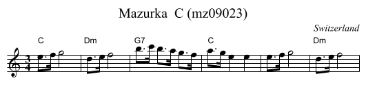 Mazurka  C (mz09023) - staff notation