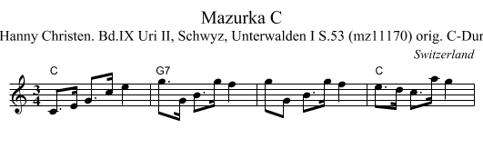 Mazurka C - staff notation