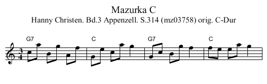Mazurka C - staff notation