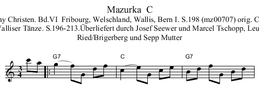 Mazurka  C - staff notation