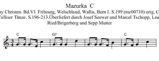 Mazurka  C - staff notation