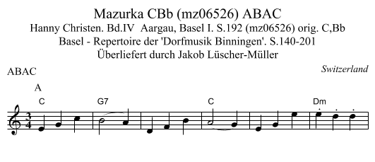 Mazurka CBb (mz06526) ABAC - staff notation