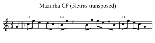 Mazurka CF (5letras transposed) - staff notation