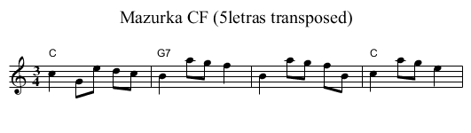 Mazurka CF (5letras transposed) - staff notation