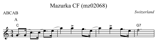 Mazurka CF (mz02068) - staff notation