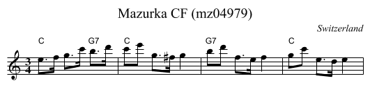 Mazurka CF (mz04979) - staff notation