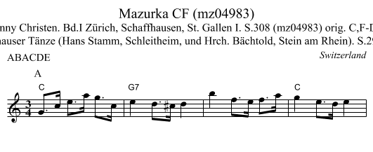 Mazurka CF (mz04983) - staff notation