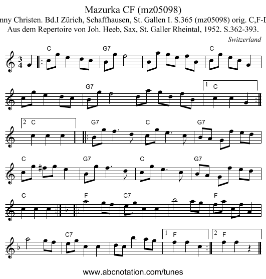 Mazurka CF (mz05098) - staff notation