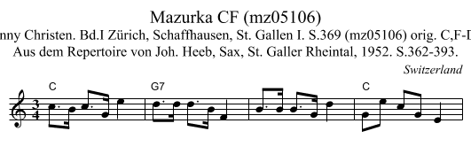 Mazurka CF (mz05106) - staff notation
